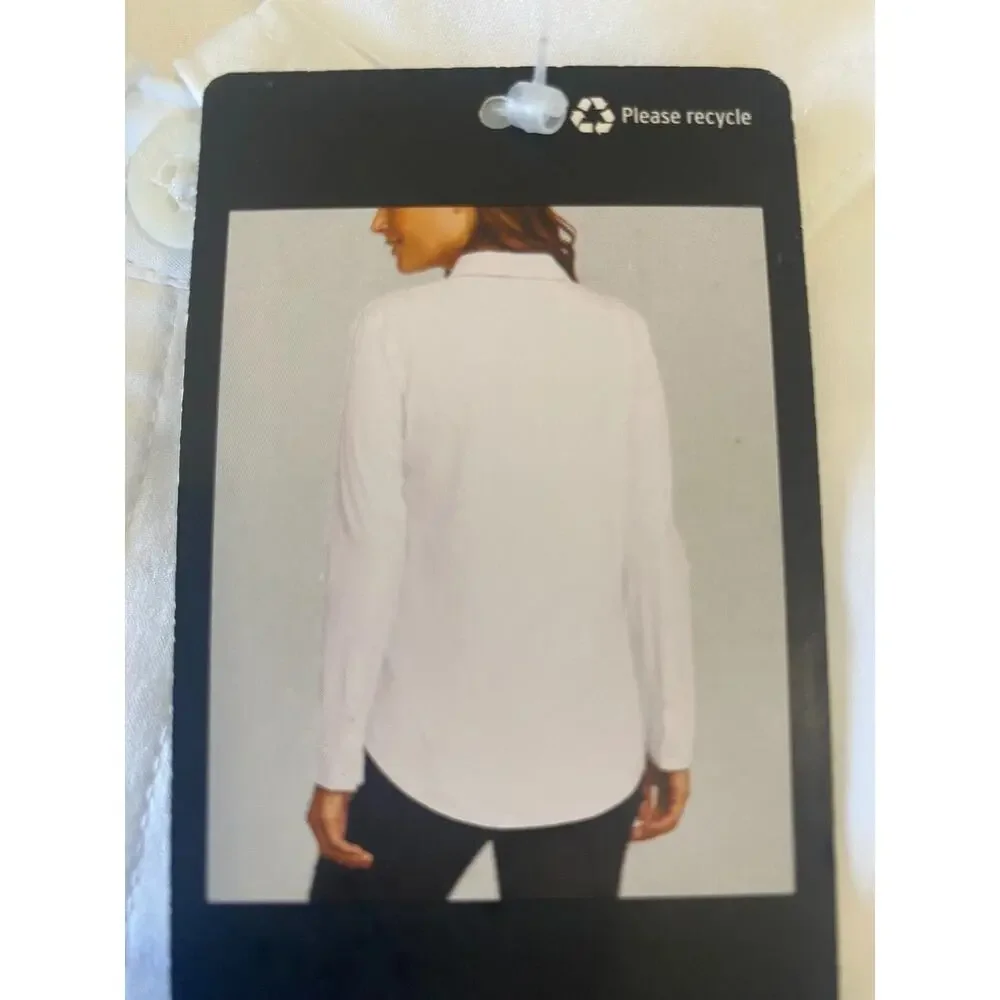 EDDIE BAUER WHITE LONG SLEEVE DEPARTURE TRAVEL SHIRT BLOUSE HIDDEN POCKET L NWT - Picture 9 of 10
